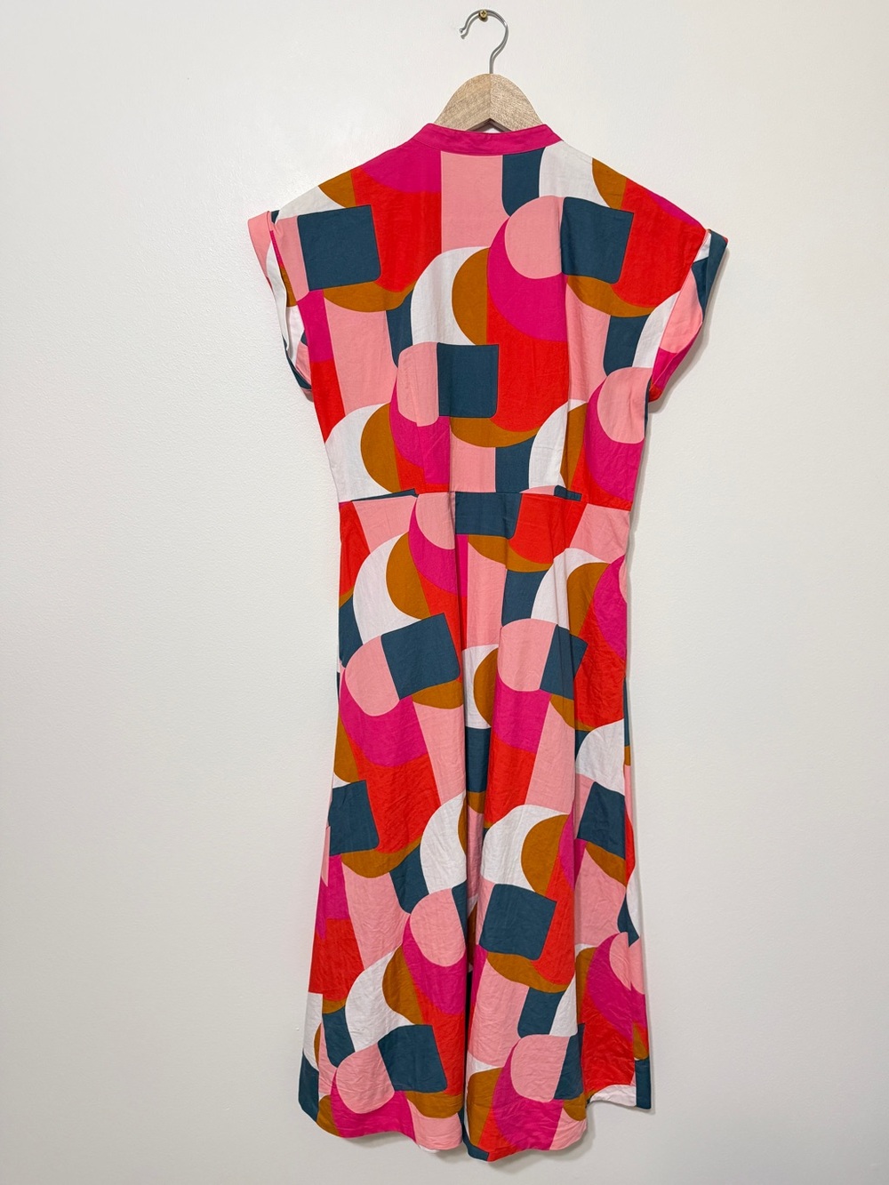 Boden Amanda Pink Geometric Swirl Midi Shirt Dress Size 4 - Picture 6 of 8